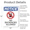 Signmission No Backpacks Allowed, 10 in W x Rectangle, Aluminum OS-2PACK-NS-A-1014-V-14388 - alternate 6